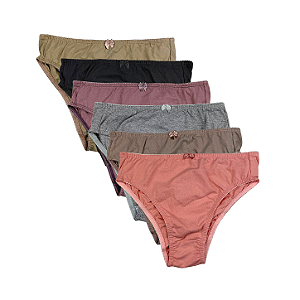 Kit 6 Calcinhas Tanga em Algodão
