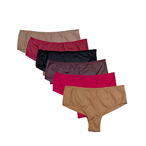 Kit 6 Calcinhas Tanga em Microfibra