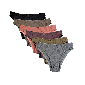 Kit 6 Calcinhas Tanga em Algodão