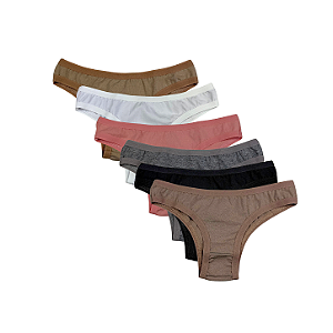Kit 6 Calcinhas Tanga em Algodão