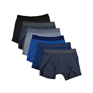 Kit 6 Cuecas Boxer Juvenil em Algodão