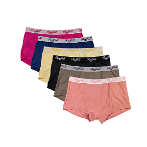 Kit 6 Calcinhas Boxer Feminino Adulto em Algodão