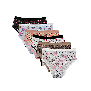 Kit 6 Calcinhas Tanga em Algodão Estampadas