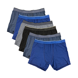 Kit 6 Cuecas Boxer Plus Size em Algodão