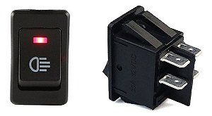 Botão Interruptor Farol De Milha Universal Com Led Vermelho