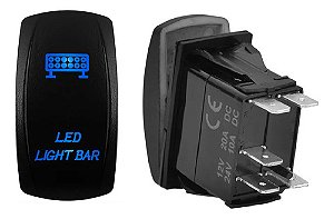 Botão Interruptor Barra De Led 12v 24v Led Azul