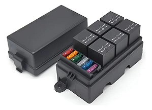 Caixa Suporte Fusível Universal 6 Reles 6 Fusíveis Completa