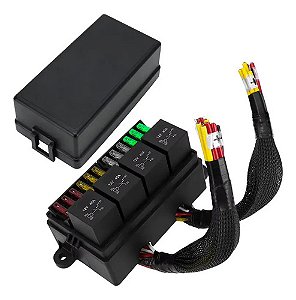 Caixa Porta Suporte Fusível 4 Reles + 12 Fusíveis Universal