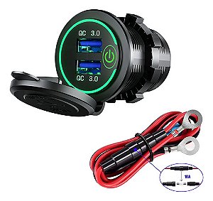 Tomada Usb Veicular 12/24v 2 Saídas Verde Sub. Acendedor