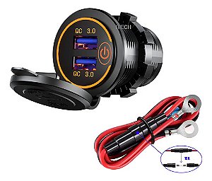Tomada Usb Veicular 12/24v 2 Saídas Laranja Sub. Acendedor