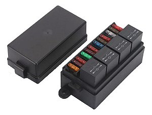 Caixa Porta Suporte Fusível 4 Reles + 12 Fusíveis Universal