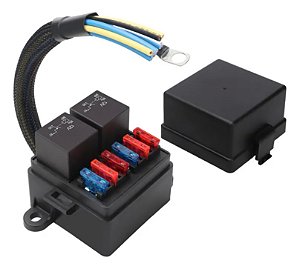 Caixa Porta Suporte 2 Reles 6 Fusíveis Universal Cabeada 4p