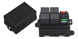 Caixa Porta Suporte Fusível 4 Reles + 6 Fusíveis Universal