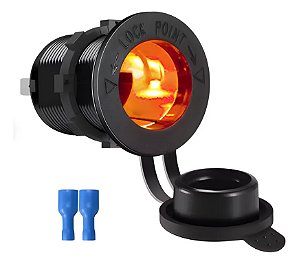 Tomada Plug P/ Acendedor Cigarro Padrão Carro Barco 12v 24v Laranja