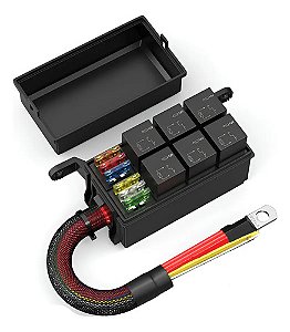 Caixa Suporte 6 Vias Universal 6 Reles 6 Fusíveis Cabeada B