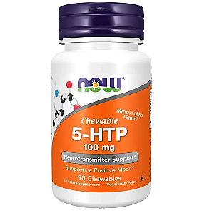 5-HTP 100mg, 90 Cápsulas Mastigáveis, Now