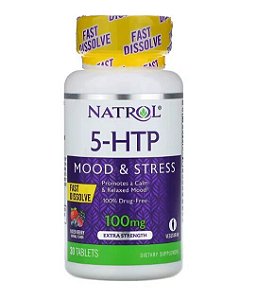 5-HTP, Dissolução Rápida, Força Extra,Bagas Selvagens, 100mg, 30 Comprimidos, Natrol