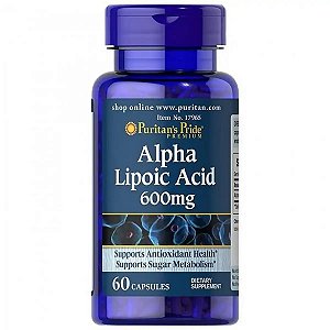 Ácido Alfa Lipóico, 600mg, Suporte Antioxidante e Metabolismo Energético, 60 Cápsulas, Puritan’s Pride