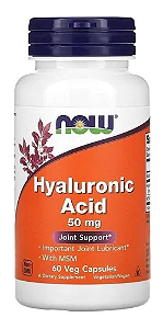 Ácido Hialurônico, 50 mg, 60 Cápsulas, Now