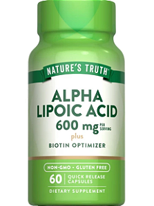 Ácido Alfa Lipoico 600mg com Biotina, 60 cápsulas, Nature's Truth