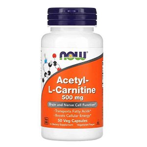 Acetil L-Carnitina, 500mg, 50 Cápsulas, Now