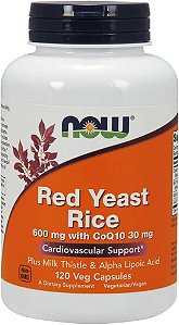 Arroz de Levedura Vermelha, Red Yeast Rice com coq 30mg, 600mg, 120 Cápsulas, Now
