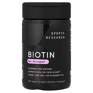 Biotina 10000mcg Força Máxima, 120 Cápsulas, Sports Research