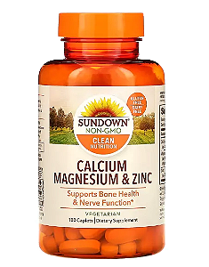 Cálcio e Magnésio com Zinco, 100 Comprimidos, Sundown