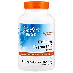 Colágeno Tipos 1 e 3 com Vitamina C, 240 Cápsulas, Doctor's Best