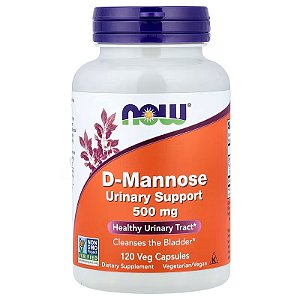 DMannose 500mg, Saúde da Bexiga, Conforto Urinário 120 Capsulas, Now Foods