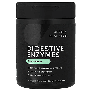 Enzimas Digestivas, à Base de Plantas, 90 Cápsulas Vegetais, Sports Research