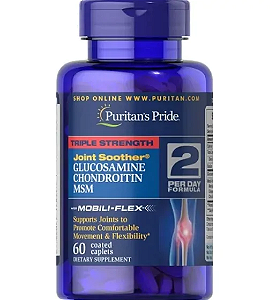 Glucosamina Condroitina e MSM, Joint Soother, 60cápsulas, Puritan's Pride