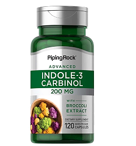 Indole 3 Carbinol 200mg com Resveratrol, 120 Cápsulas, PipingRock