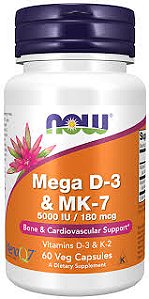 Mega D-3 MK-7 180 mcg (5.000 UI) 60 Cáps - NOW Foods