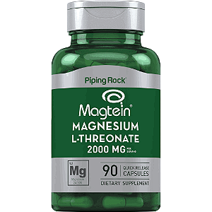 Magnésio L-Treonato Magtein 90 Cápsulas de Rápida Absorção, Piping Rock