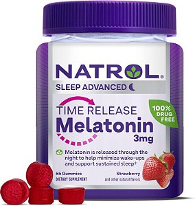 Melatonina 3mg Time Release 65 Gomas Sabor Morango Natrol