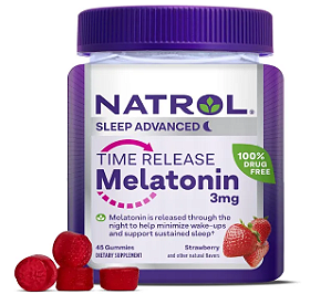 Melatonina 3mg, Time Release, 45 Gomas Sabor Morango, Natrol