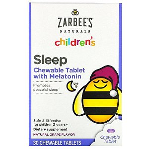 Melatonina Kids 1mg, 30 Comprimidos Mastigáveis Sabor Uva, Zarbee's