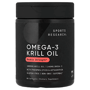 Óleo de Krill Ômega-3, Força Dupla, 1000mg, 60 Cápsulas, Sports Research