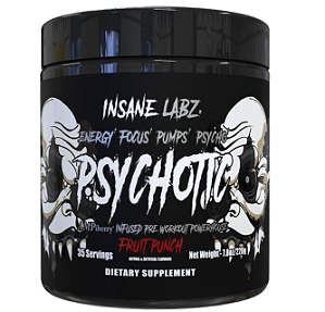 Pré Treino Psychotic Black, Sabor Fruit Punch, 220g, Insane Labz