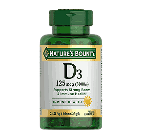Vitamina D3 125mcg (5000UI), 240 Cápsulas de liberação rápida, Nature's Bounty