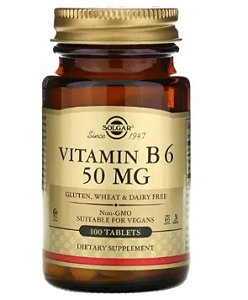 Vitamina B6, 50mg, 100 Comprimidos, Solgar