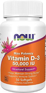 Vitamina D3 50000 IU (50 softgels) - Now Foods