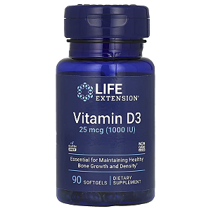 Vitamina D3 25mcg 1000UI (90 Softgels) – Life Extension