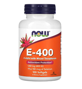 Vitamina E400UI, com selenium, 100 Cápsulas, Now