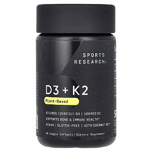 Vitamina D3 5000IU + K-2 MK-7 100mg, 60 Cápsulas, Sports Research
