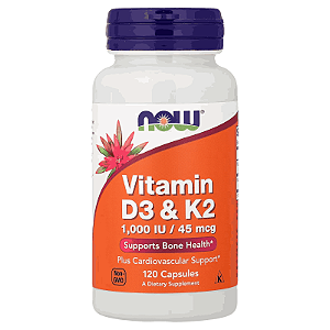 Vitamina D3 + K2 (120 cápsulas) - Now Foods