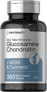 Glucosamina Condroitina, + MSM e Turmeric, 900mg, 360 Mini Comprimidos, Horbaach