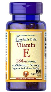 Vitamina E, 400IU, com selenium, 100 softgels, Puritans Pride