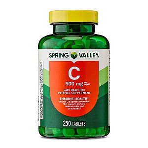 Vitamin C 500mg, com Rose Hips, 250 comprimidos, Spring Valley